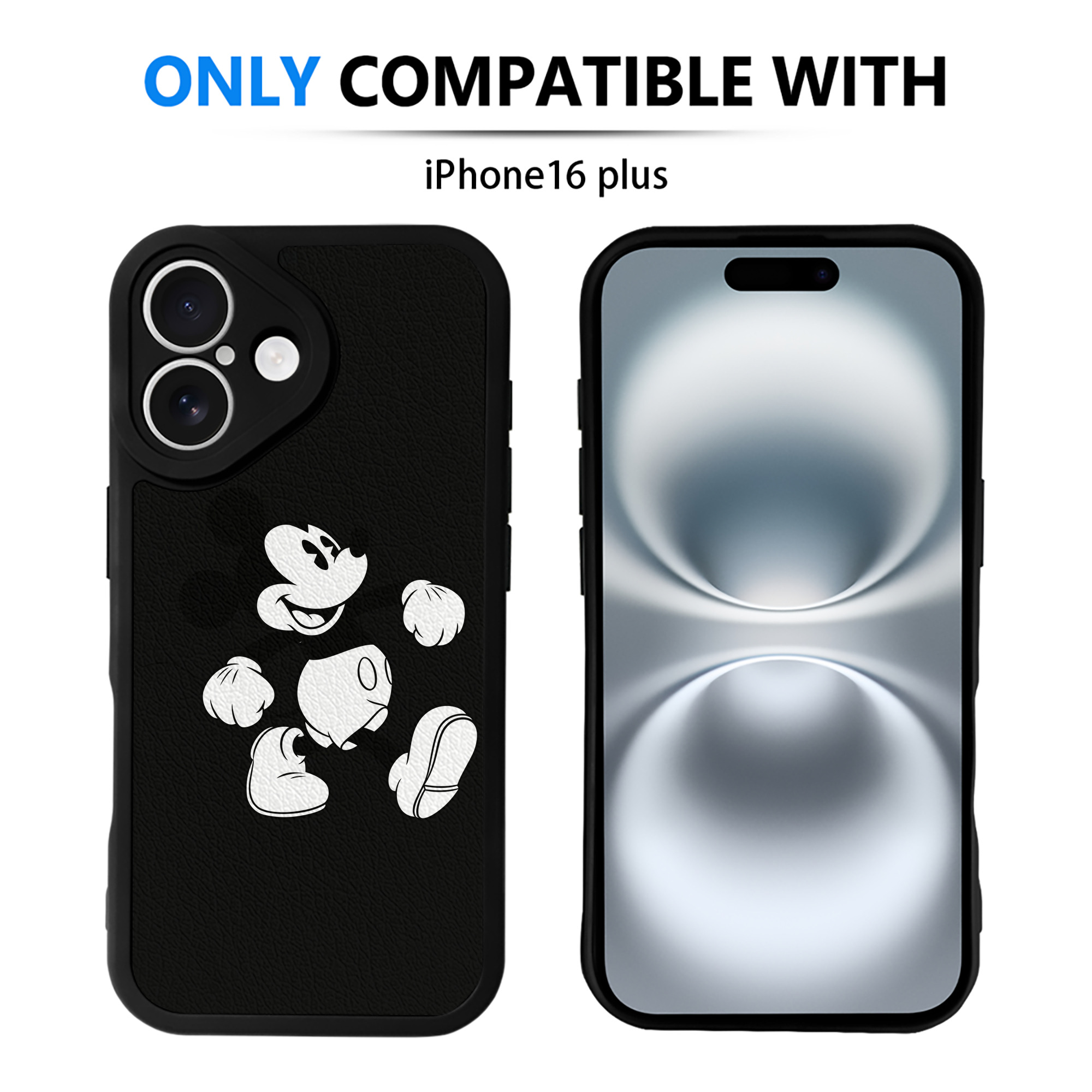 （画像用） ミッキーマウス Mickey Mouse 【iPhone 16シリーズ対応】シリコンスマホケース（レザー調） 材質：シリコン